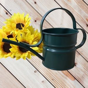 Decorative metal watering can/planter Green Vtg Home Interiors #1152 5 1/2 high